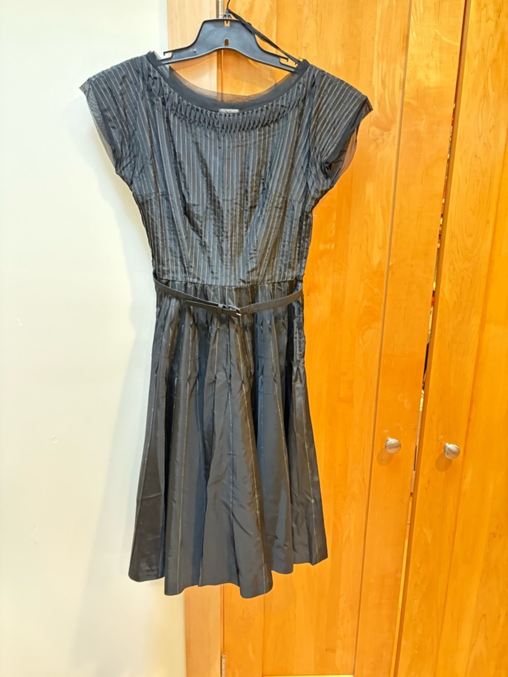 Vintage Black Cap-Sleeve Fit & Flare Dress